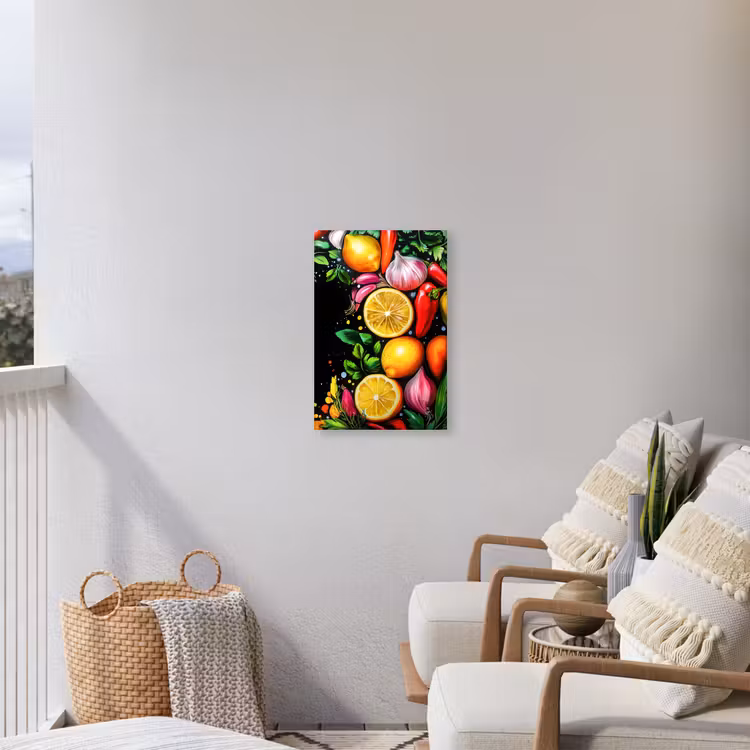 Citroenen - Peper - Kruiden - Graffiti - Verf - Abstract Tuinposter op houten frame 2 cm dik klein -sfeer1