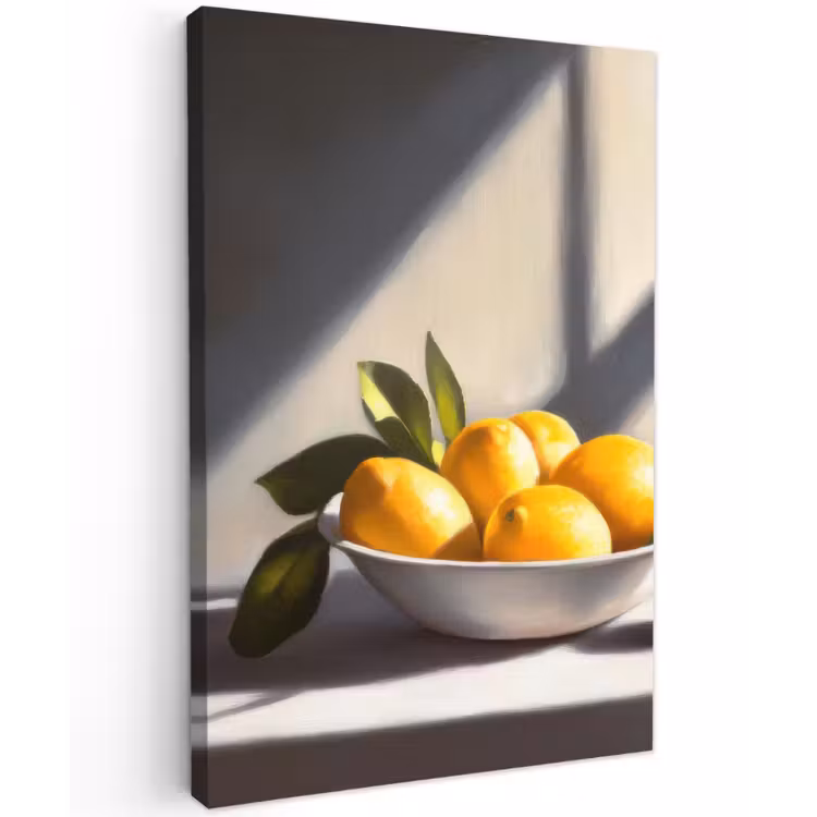 Citroenen - Stilleven - Geel Tuinposter op houten frame 2 cm dik klein -3d