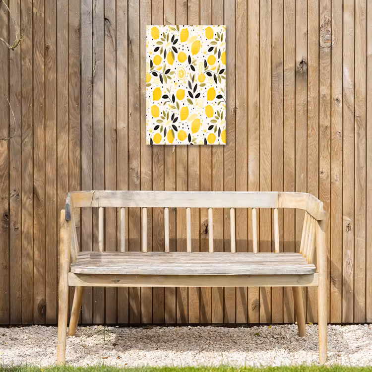 Citroenen - Geel - Wit - Stippen Tuinposter op houten frame 2 cm dik klein 841 -sfeer4