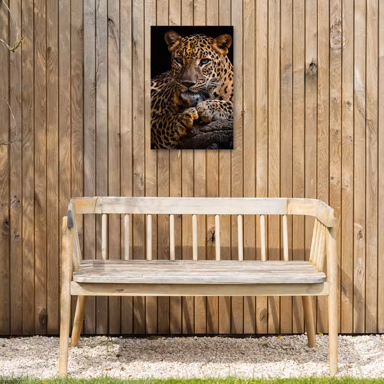 Luipaard in rust Tuinposter op houten frame 2 cm dik klein -sfeer4