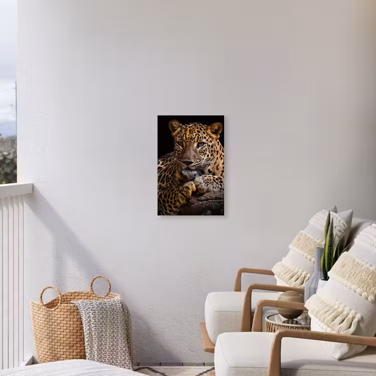 Luipaard in rust Tuinposter op houten frame 2 cm dik klein -sfeer1