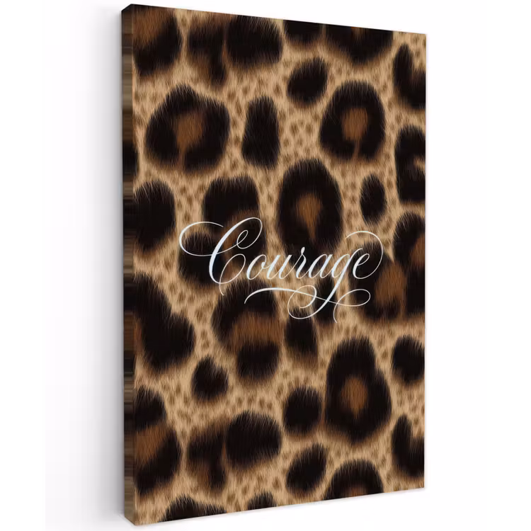 Luipaardprint - Bruin - Courage - Sierlijk Tuinposter op houten frame 2 cm dik klein -3d