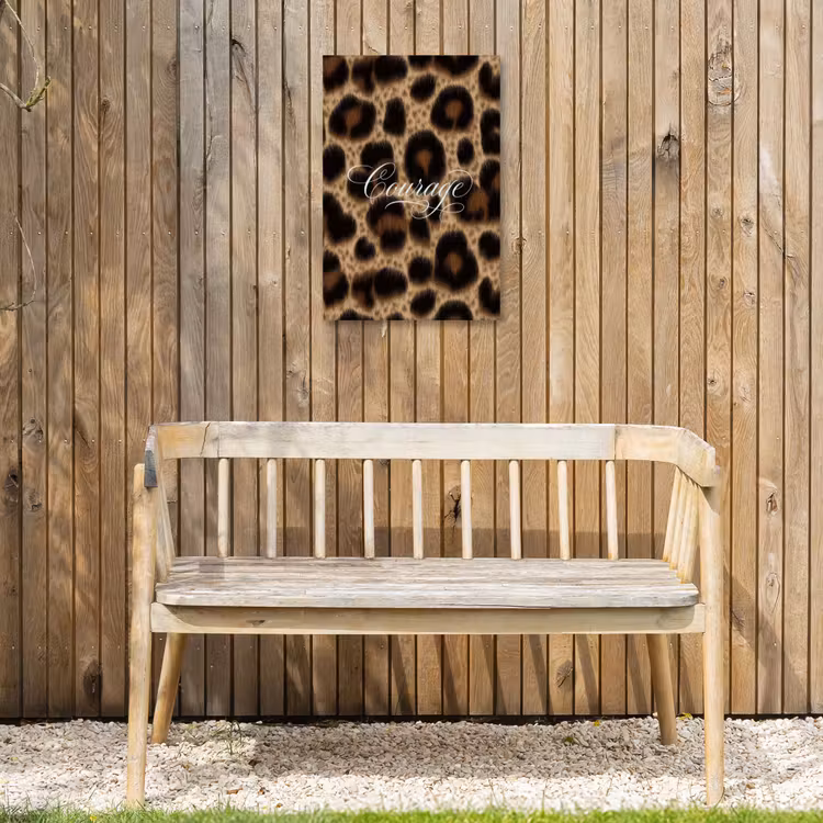 Luipaardprint - Bruin - Courage - Sierlijk Tuinposter op houten frame 2 cm dik klein -sfeer4