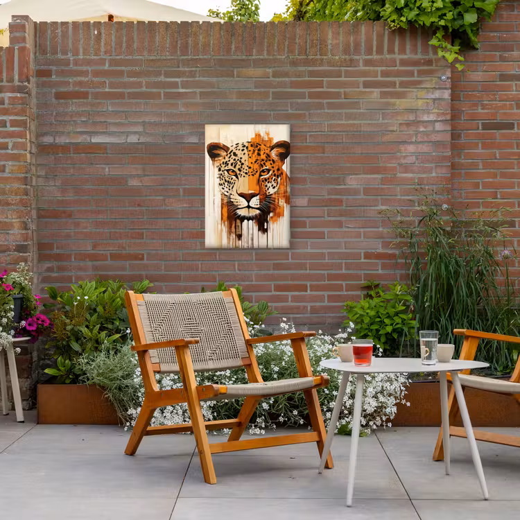 Luipaard - Symmetrisch - Strepen Tuinposter op houten frame 2 cm dik klein -sfeer3