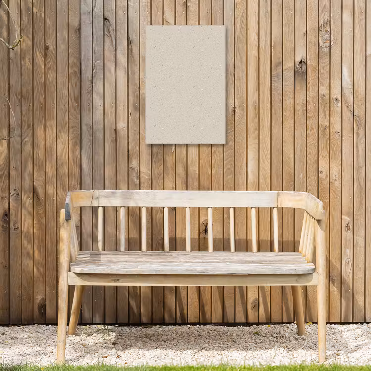 Lichtbeige - Terrazzo - Grijs Tuinposter op houten frame 2 cm dik klein 841 -sfeer4