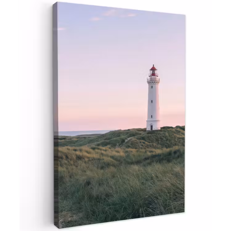 Vuurtoren - Duinlandschap - Zee Tuinposter op houten frame 2 cm dik klein -3d