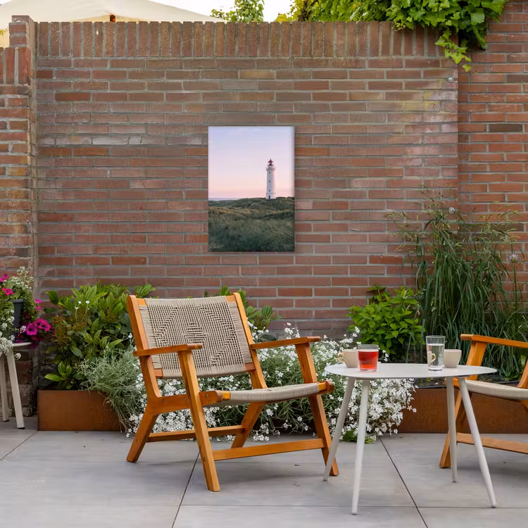 Vuurtoren - Duinlandschap - Zee Tuinposter op houten frame 2 cm dik klein -sfeer3