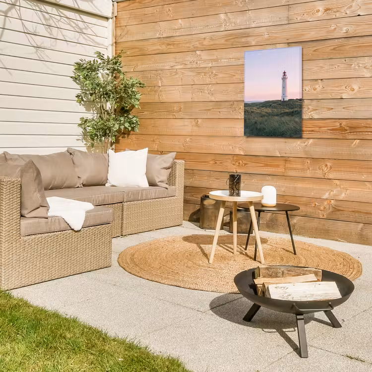 Vuurtoren - Duinlandschap - Zee Tuinposter op houten frame 2 cm dik klein -sfeer2