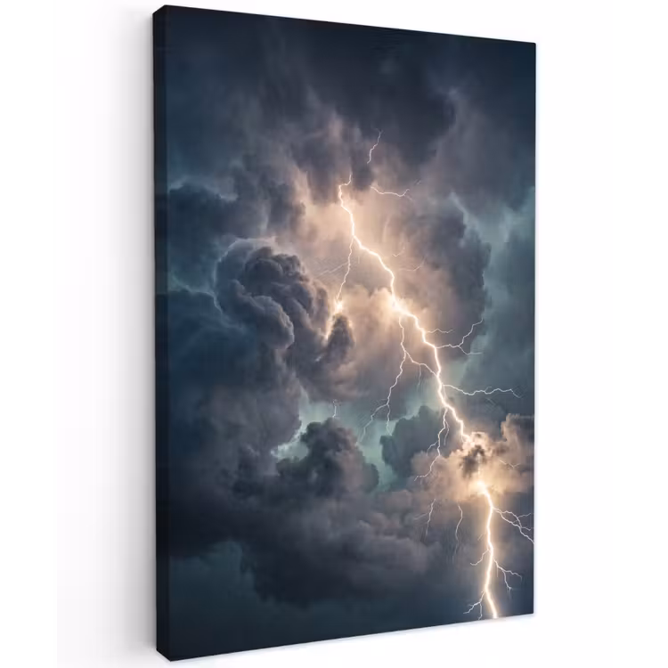 Bliksem - Storm - Natuur - Donker Tuinposter op houten frame 2 cm dik klein -3d