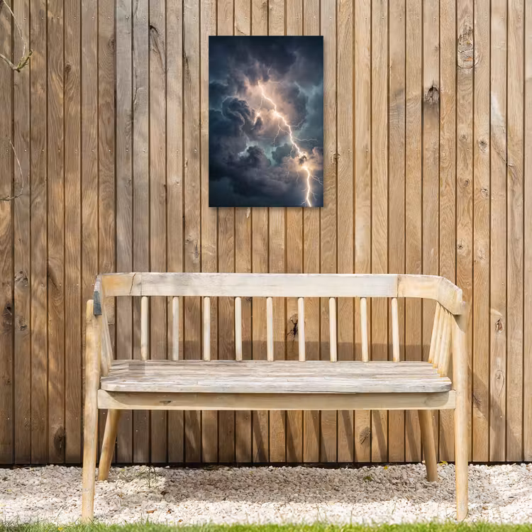 Bliksem - Storm - Natuur - Donker Tuinposter op houten frame 2 cm dik klein -sfeer4