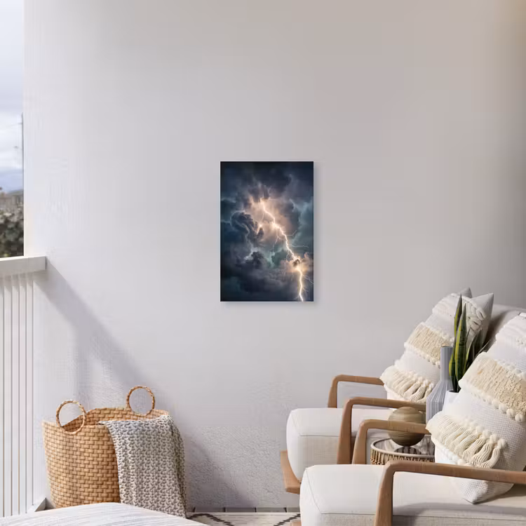Bliksem - Storm - Natuur - Donker Tuinposter op houten frame 2 cm dik klein -sfeer1