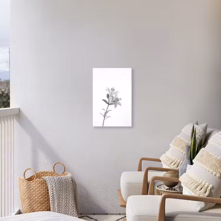 Lelies - Elegant - Zwart - Wit Tuinposter op houten frame 2 cm dik klein -sfeer1