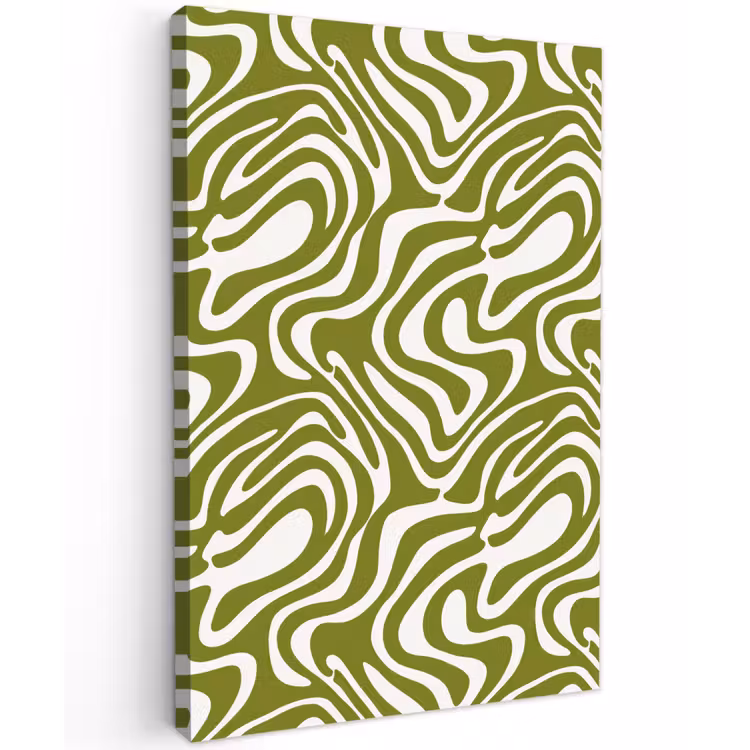 Lijnpatroon - Groen - Organisch Tuinposter op houten frame 2 cm dik klein 841 -3d