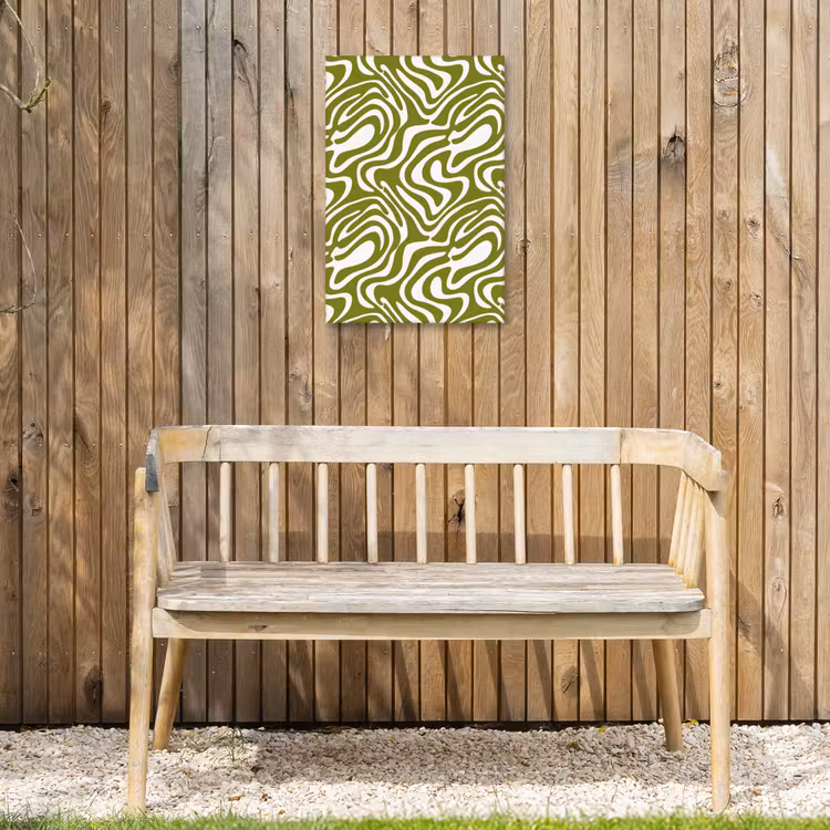 Lijnpatroon - Groen - Organisch Tuinposter op houten frame 2 cm dik klein 841 -sfeer4