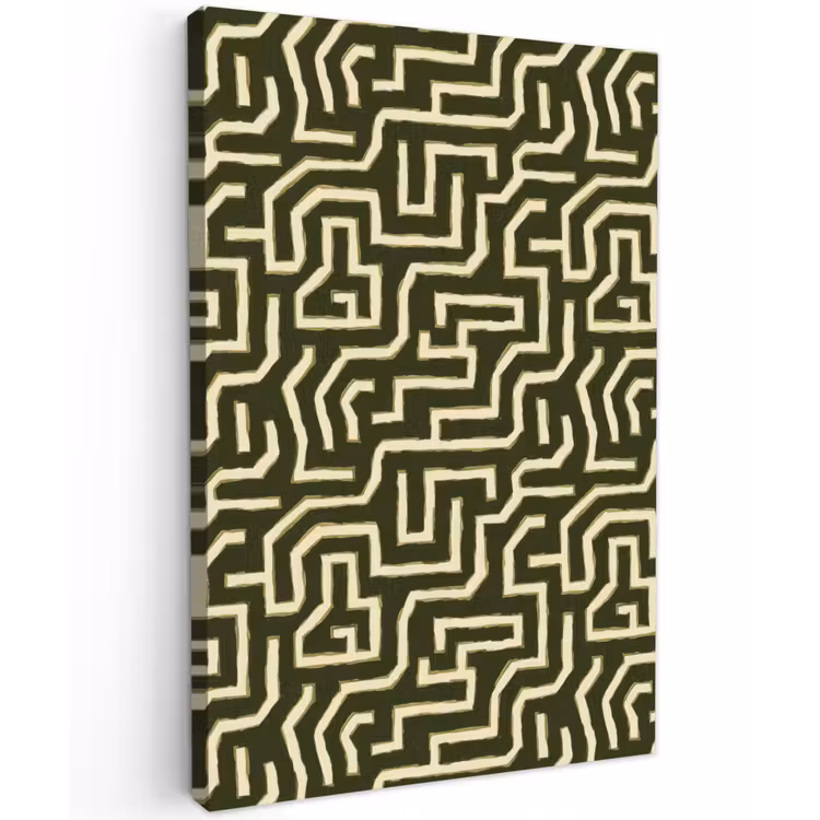 Lijnen - Abstract - Groen Tuinposter op houten frame 2 cm dik klein 841 -3d