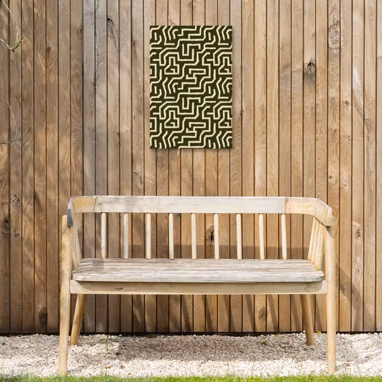 Lijnen - Abstract - Groen Tuinposter op houten frame 2 cm dik klein 841 -sfeer4