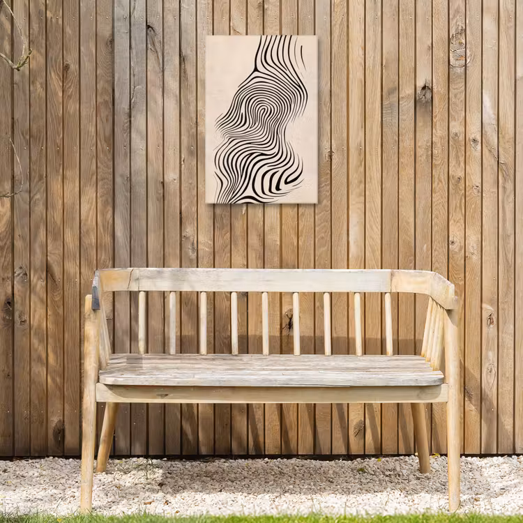 Lijnen - Abstract - Golvend - Zwart Tuinposter op houten frame 2 cm dik klein -sfeer4