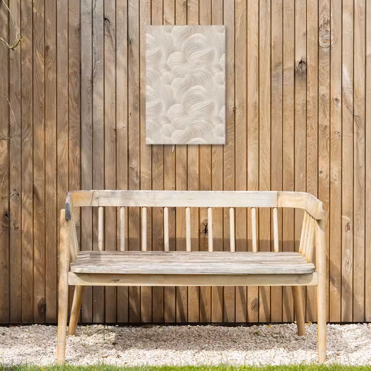 Lijnen - Waaier - Beige Tuinposter op houten frame 2 cm dik klein 841 -sfeer4