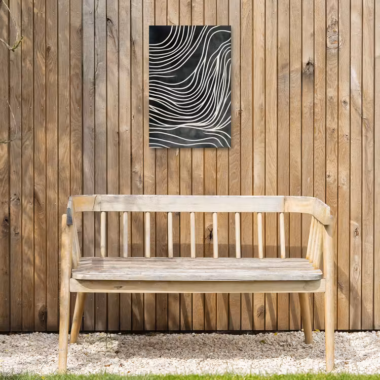 Lijnen - Patroon - Abstract - Wit Tuinposter op houten frame 2 cm dik klein -sfeer4