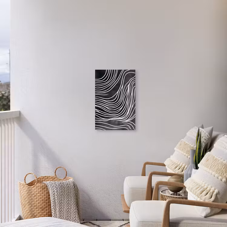 Lijnen - Patroon - Abstract - Wit Tuinposter op houten frame 2 cm dik klein -sfeer1
