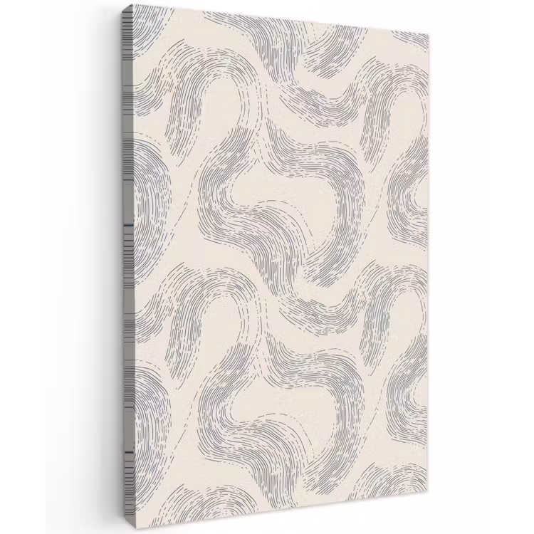 Lijnen - Patroon - Beige - Minimalistisch Tuinposter op houten frame 2 cm dik klein 841 -3d