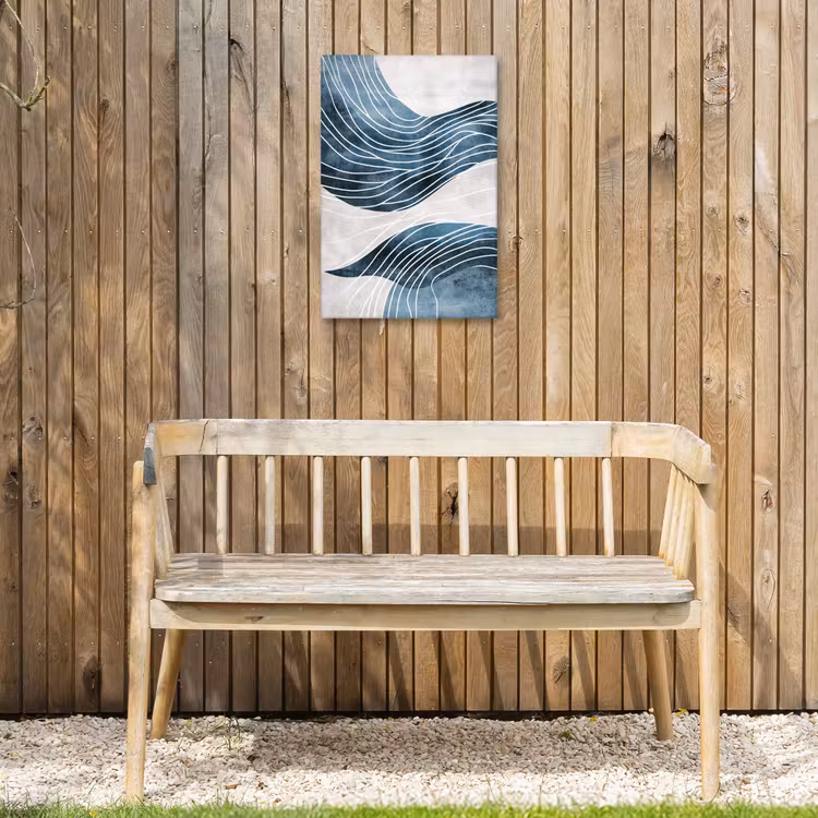 Lijnen - Golven - Abstract - Blauw Tuinposter op houten frame 2 cm dik klein -sfeer4