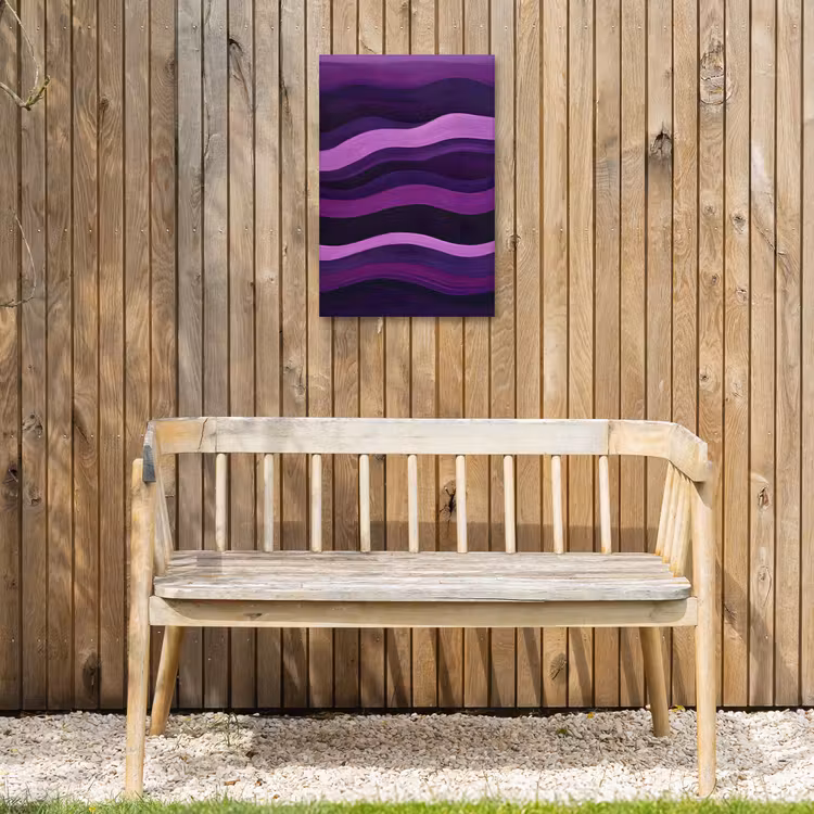 Lijnen - Golven - Paars - Abstract Tuinposter op houten frame 2 cm dik klein -sfeer4