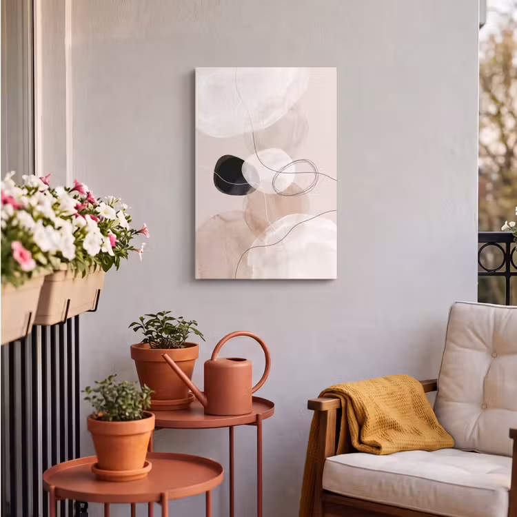 Outdoor Canvas Print - Lines - Wavy - Art - Lijnen - Golvend - Kunst Tuinposter op houten frame 2 cm dik klein
