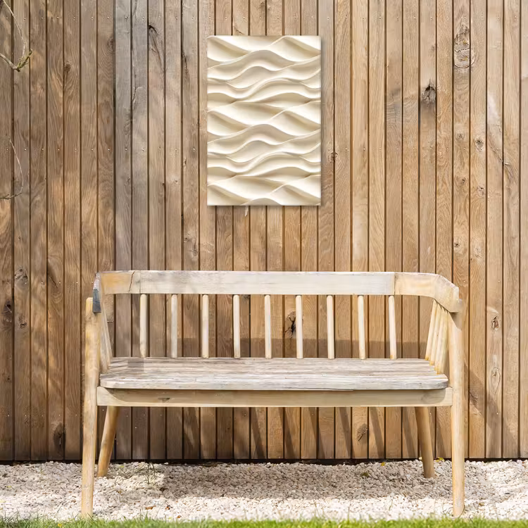 Lijnen - Golvend - Crème Tuinposter op houten frame 2 cm dik klein 841 -sfeer4