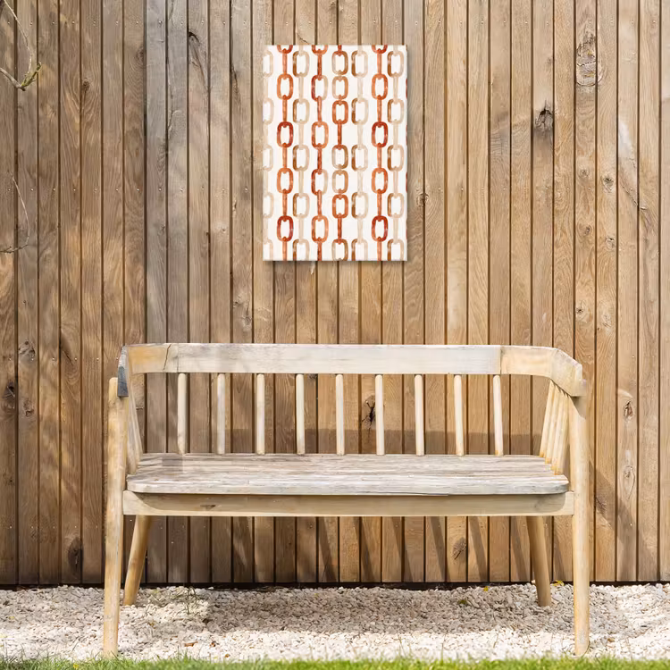 Schakels - Patroon - Aquarel - Terracotta Tuinposter op houten frame 2 cm dik klein 841 -sfeer4