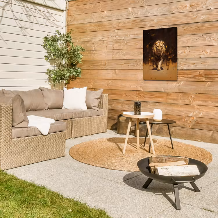 Leeuw - Geschilderd - Abstract - Goud Tuinposter op houten frame 2 cm dik klein -sfeer2