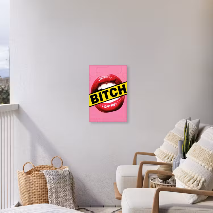 Lippen - Tekst - Kleurrijk Tuinposter op houten frame 2 cm dik klein -sfeer1