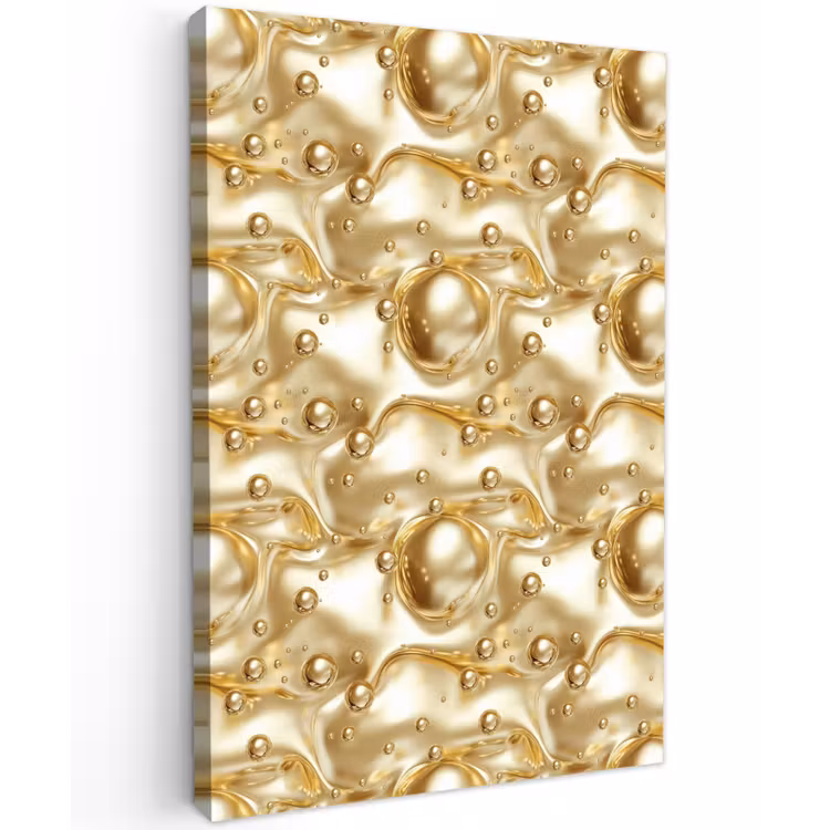 Vloeibaar - Druppels - Goud Tuinposter op houten frame 2 cm dik klein 841 -3d