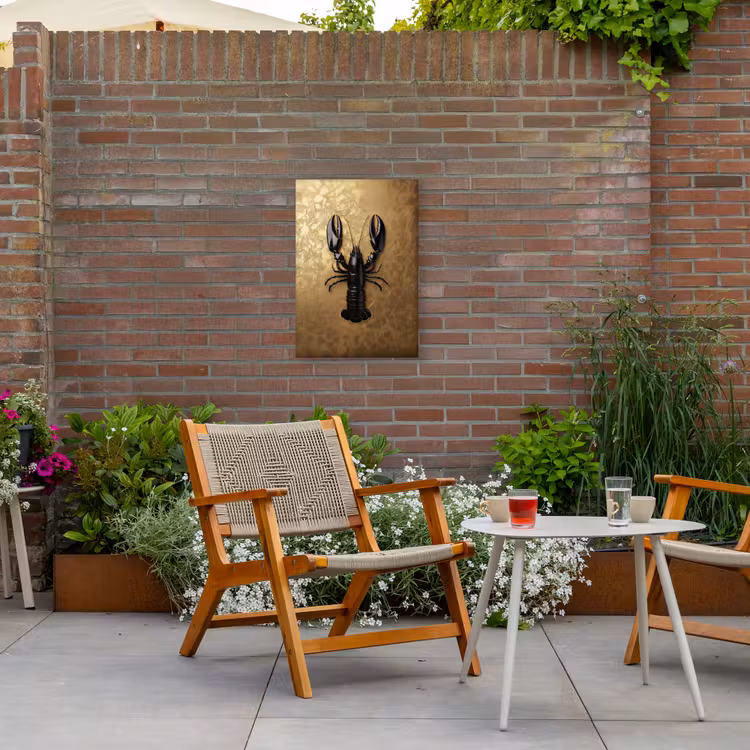 Kreeft - Zwart - Goud - Luxe Tuinposter op houten frame 2 cm dik klein -sfeer3