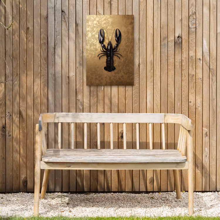Kreeft - Zwart - Goud - Luxe Tuinposter op houten frame 2 cm dik klein -sfeer4