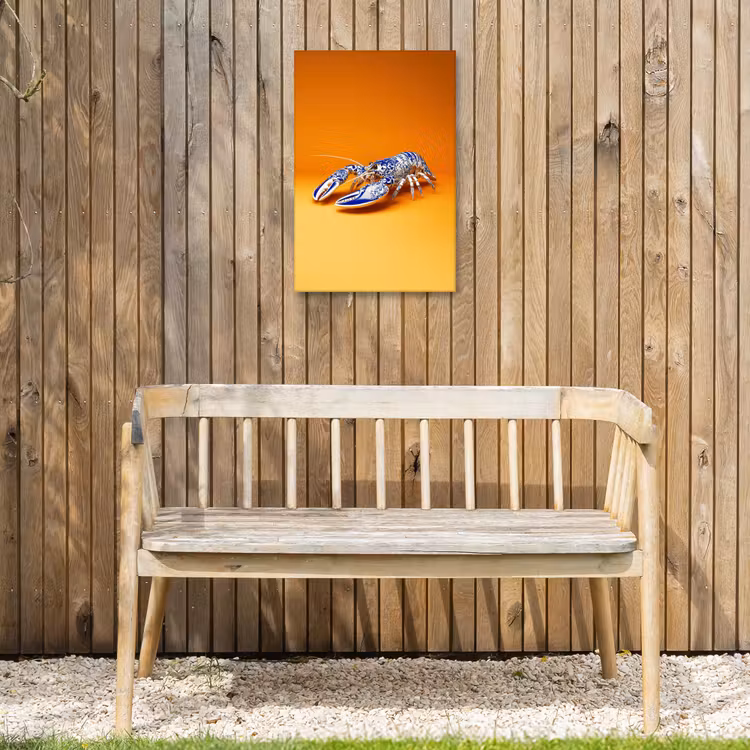 Kreeft - Delftsblauw - Schild - Stoer - Oranje Tuinposter op houten frame 2 cm dik klein -sfeer4