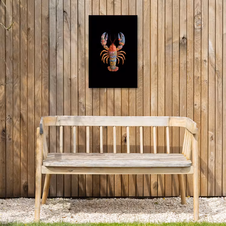 Kreeft - Borduur - Kleurrijk - Bloemen Tuinposter op houten frame 2 cm dik klein -sfeer4