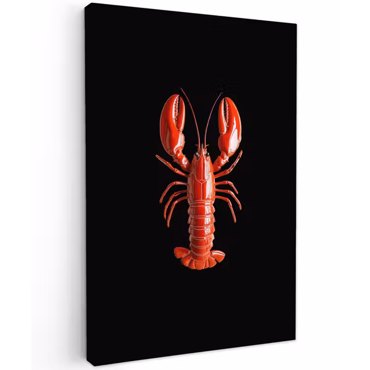 Kreeft - Glossier Rood - Zwart Tuinposter op houten frame 2 cm dik klein -3d