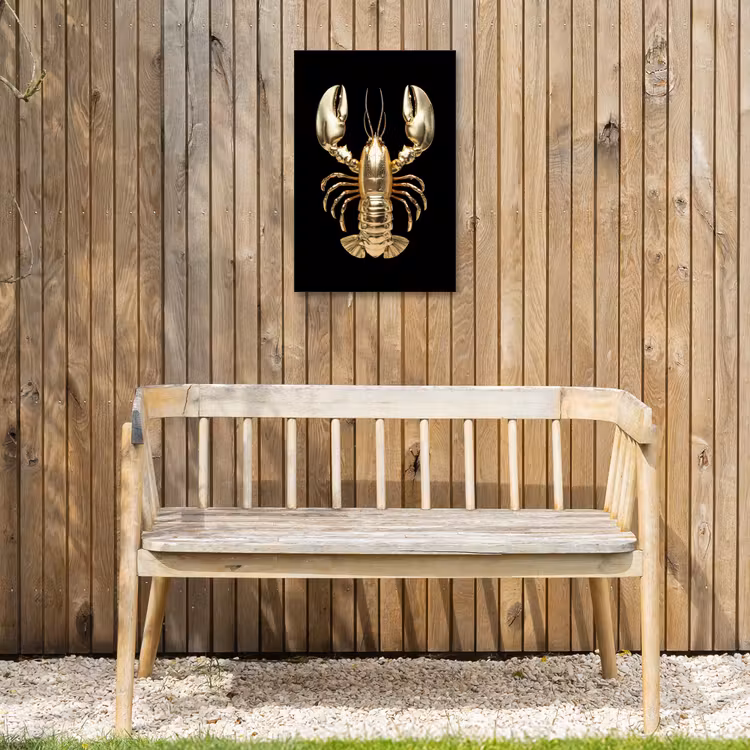 Kreeft - Goud - Textuur - Zwart Tuinposter op houten frame 2 cm dik klein -sfeer4