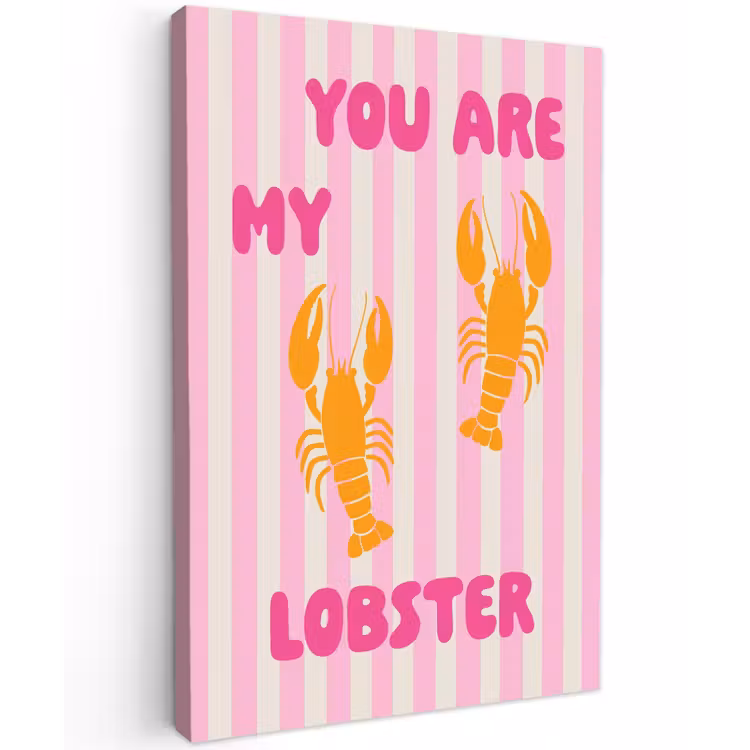Lobster - Love - Valentijn Tuinposter op houten frame 2 cm dik klein -3d
