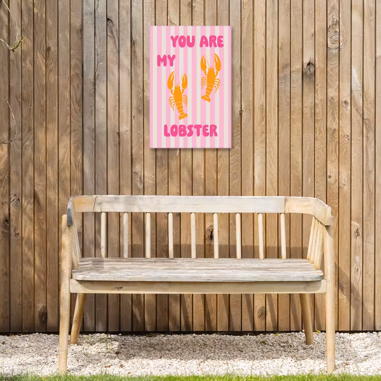 Lobster - Love - Valentijn Tuinposter op houten frame 2 cm dik klein -sfeer4