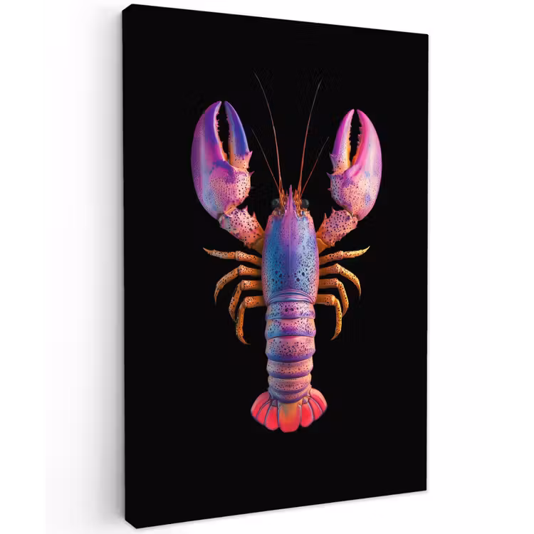 Kreeft - Paars - Roze - Zwart - Stippen - Lila Tuinposter op houten frame 2 cm dik klein -3d