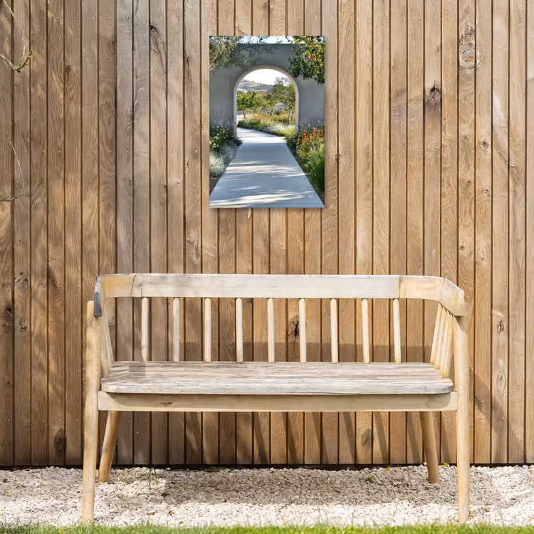 Doorkijk - Pad - Beton - Landschap Tuinposter op houten frame 2 cm dik klein -sfeer4