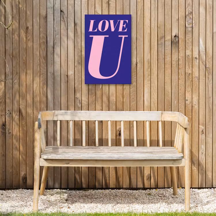 Love - Blauw - Valentijn Tuinposter op houten frame 2 cm dik klein -sfeer4