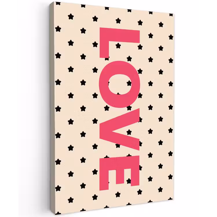 Love - Stippen - Roze Tuinposter op houten frame 2 cm dik klein -3d
