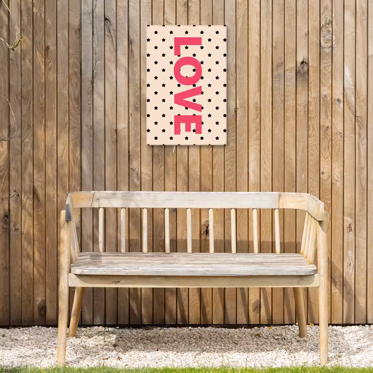 Love - Stippen - Roze Tuinposter op houten frame 2 cm dik klein -sfeer4