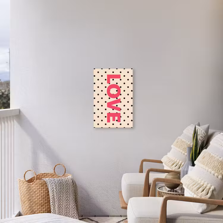 Love - Stippen - Roze Tuinposter op houten frame 2 cm dik klein -sfeer1