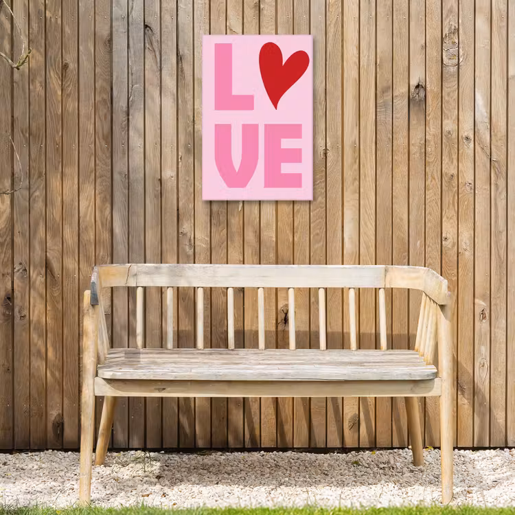 Love - Roze - Hart - Valentijn Tuinposter op houten frame 2 cm dik klein -sfeer4
