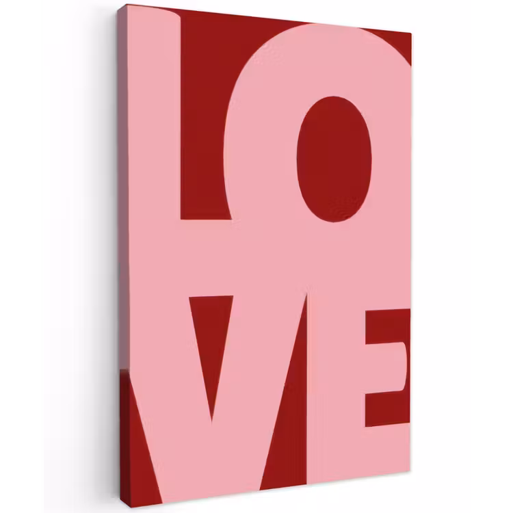 Love - Rood - Blokletters Tuinposter op houten frame 2 cm dik klein -3d