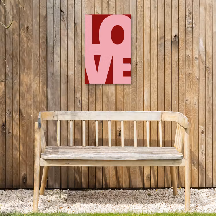 Love - Rood - Blokletters Tuinposter op houten frame 2 cm dik klein -sfeer4